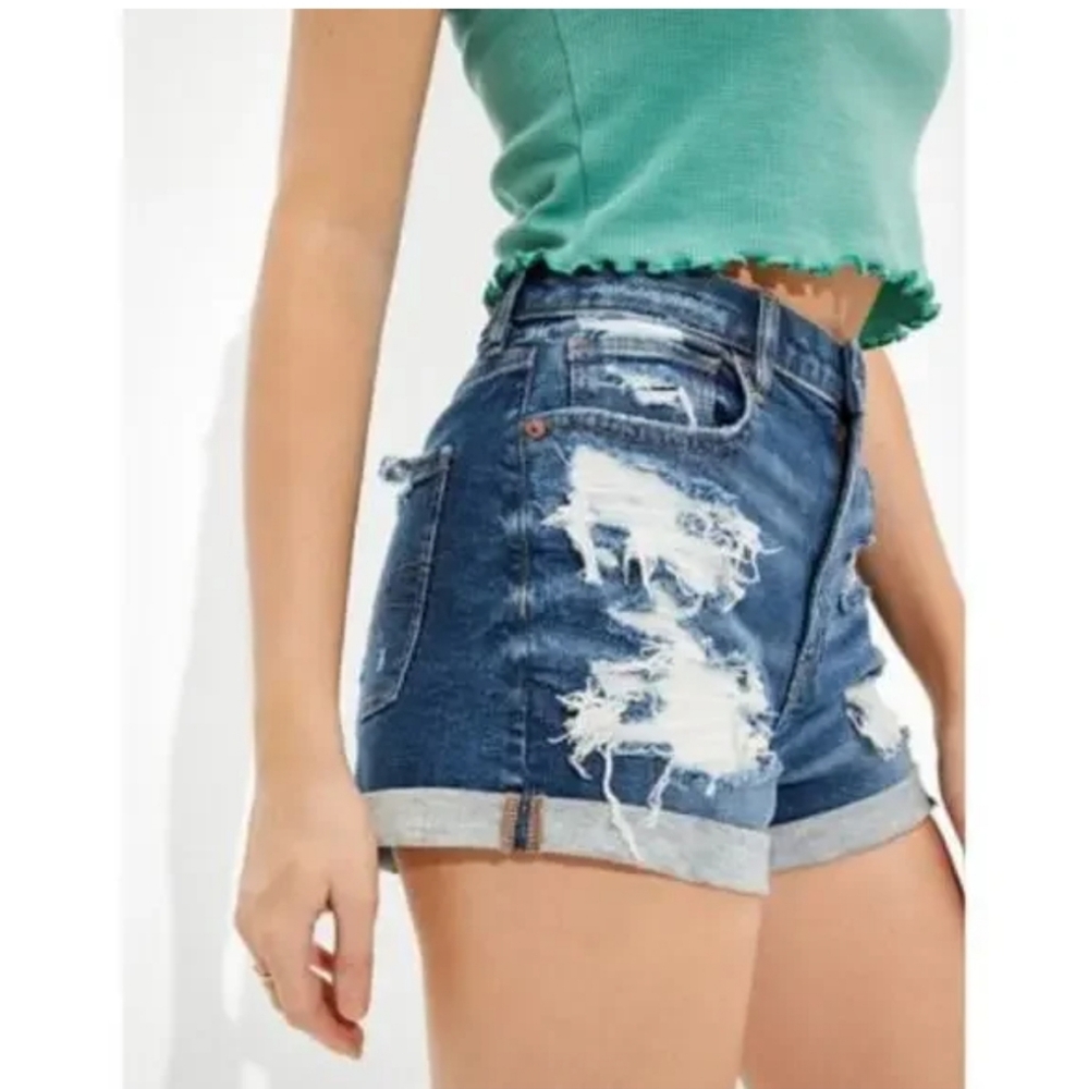 American Eagle Outfitters Blue Ripped Jean Shorts